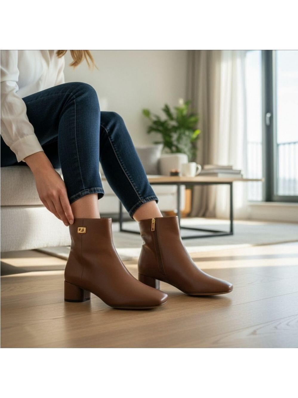 Franco Sarto Noah Round Block Heel Boots Booties SZ 8.5 M Chocolate Brown